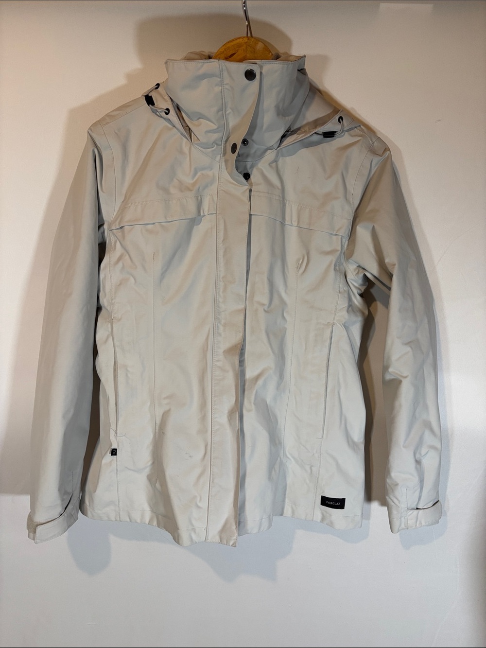Women’s Light Beige Waterproof 3-in-1 Ski Jacket with Hood